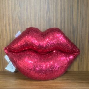 Issac Mizrahi Red Sequin Lip-Shaped Pillow